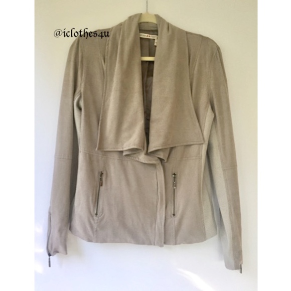 Chelsea & Violet Jackets & Blazers - Faux Suede Shawl Front Zip Moto Jacket
